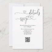 ハートスクリプト白黒QRコード結婚s 招待状 (裏面)