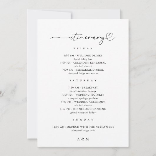 ハートスクリプト結婚式ウェルカムレター行程カード 招待状 (裏面)