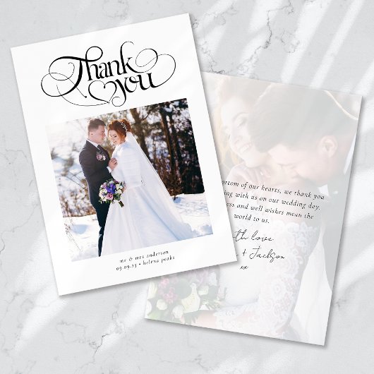 ハートスクリプト結婚式写真ありがとう サンキューカード