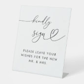 ハートスクリプト親切に署名ゲスト結婚ブックの白 台座サイン (正面)