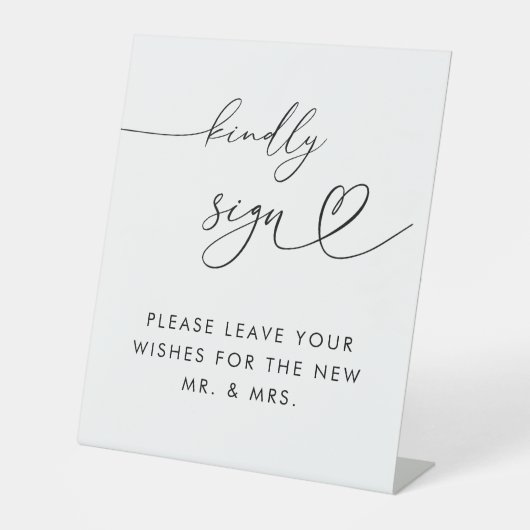 ハートスクリプト親切に署名ゲスト結婚ブックの白 台座サイン (正面)