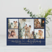 ハートスクリプト金ゴールドブルーメリークリスマス5写真 シーズンカード (スタンド正面)