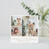 ハートスクリプト金ゴールドメリークリスマスフォトホリデー カード (スタンド正面)