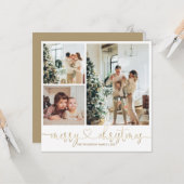 ハートスクリプト金ゴールドメリークリスマスフォトホリデー カード (正面/裏面インサイチュ)