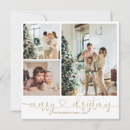 ハートスクリプト金ゴールドメリークリスマスフォトホリデー カード