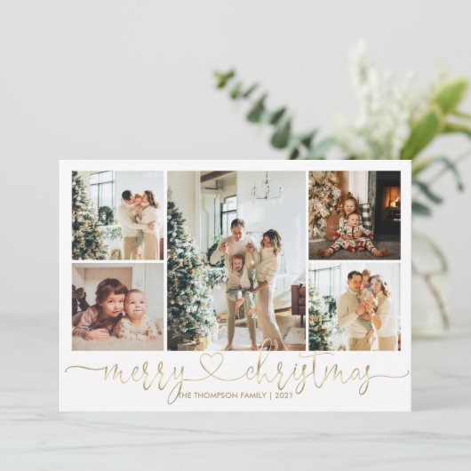 ハートスクリプト金ゴールドメリークリスマス5写真 シーズンカード (スタンド正面)