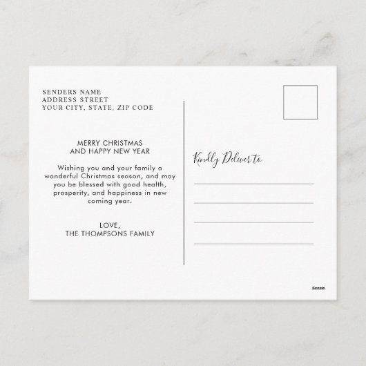 ハートスクリプト金ゴールド赤メリークリスマス5写真 シーズンポストカード (裏面)