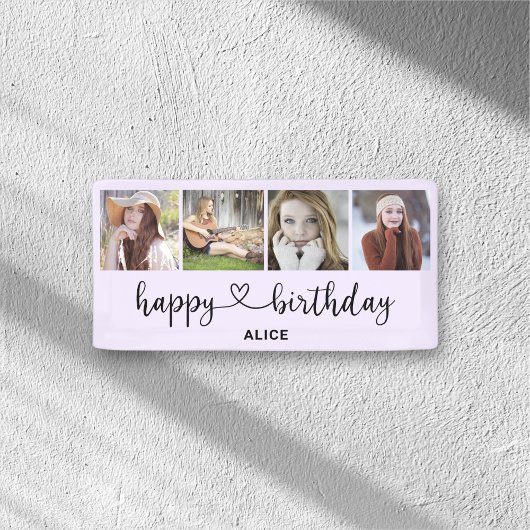 ハートスクリプト4フォトハッピーバースデーバナー 横断幕