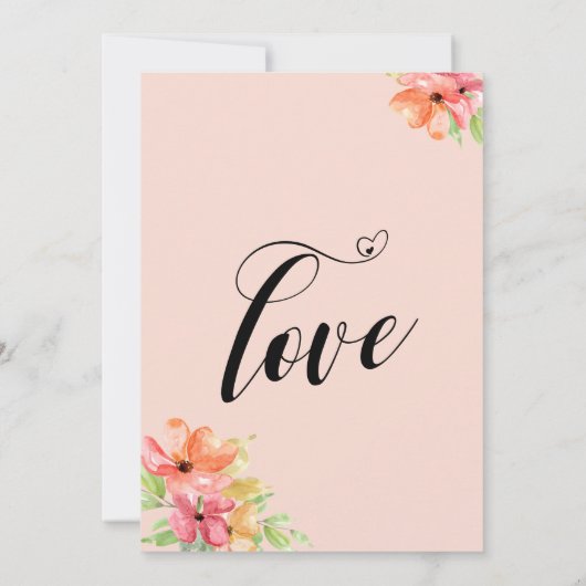 ハートスクリプト フラワーズ ブラッシュピンクでお祝いしよう 招待状 (裏面)