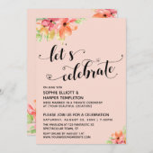 ハートスクリプト フラワーズ ブラッシュピンクでお祝いしよう 招待状 (正面/裏面)