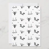 ハートスクリプト&ブラックレースランジェリーブライダルシャワー 招待状 (裏面)