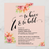 ハートスクリプト ブラッシュ フラワーズを抱擁する 招待状 (正面/裏面)