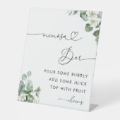 ハートスクリプト&ユーカリブライダルシャワーミモザバー 台座サイン (正面)