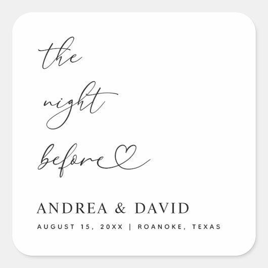 ハートスクリプト 前夜の食事会ラベル スクエアシール (正面)
