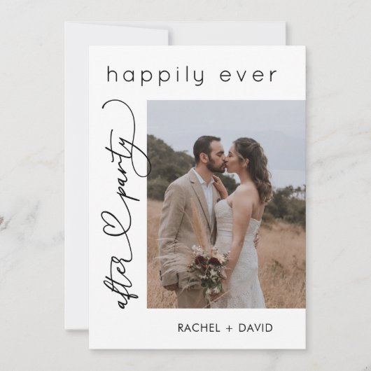 ハートスクリプト 私たち式場を飛び出して写真を挙げた結婚式の披露宴 招待状 (正面)