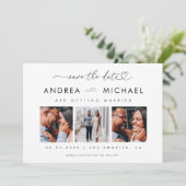 ハートスクリプト&3枚の写真コラージュ ロマンチックウェディング セーブザデート (スタンド正面)