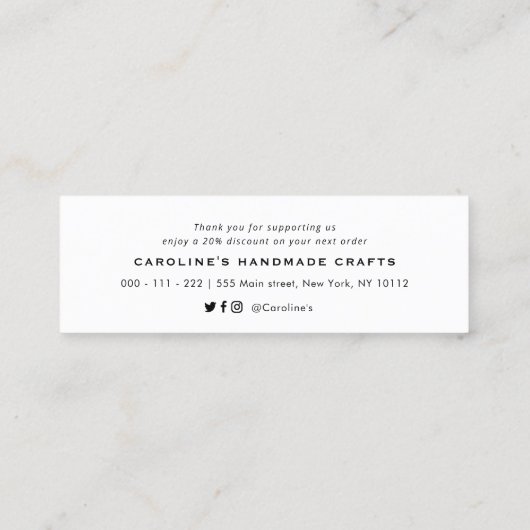 ハートスクリプ感謝していトレタリングを挿入 スキニー名刺 (裏面)