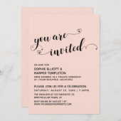 ハートスクリ招待されプト赤面披露宴のみ 招待状 (正面/裏面)