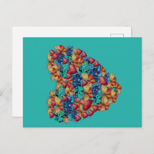 ハートスケッチはがき、バレンタインハートアート シーズンポストカード (正面/裏面)