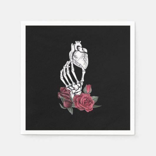ハートスケルトンの手クラシック スタンダードカクテルナプキン (正面)