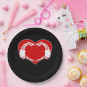 ハートスケルトンハンズゴシックバレンタインクラシックレッド ペーパープレート (パーティー)