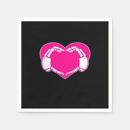 ハートスケルトンハンズゴシックバレンタインクラシック スタンダードカクテルナプキン (正面)