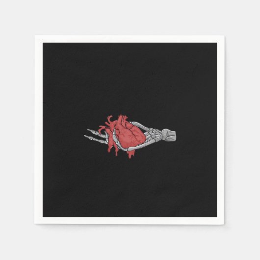 ハートスケルトンハンド スタンダードカクテルナプキン (正面)