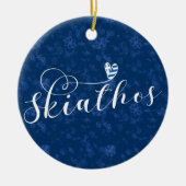 ハートスコペロス(ギリシャ国旗) セラミックオーナメント (正面)