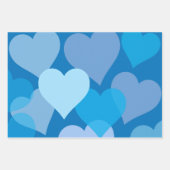 ハートスタイリッシュテーマブルーピンクパープル ラッピングペーパーシート (正面3)