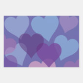 ハートスタイリッシュテーマブルーピンクパープル ラッピングペーパーシート (正面)