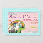 ハートスターズレインボーアンドユニコーンズ招待状 招待状 (正面/裏面)