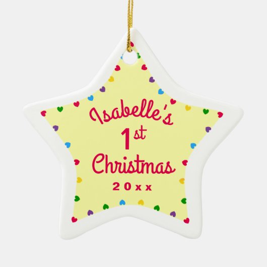 ハートスター第1回ベビークリスマスプレゼント セラミックオーナメント (正面)