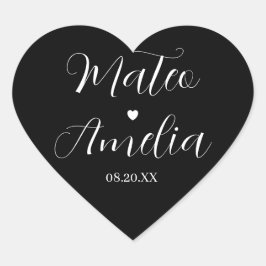 ハートステッカーのカリグラフィー新郎新婦の名前 ハートシール