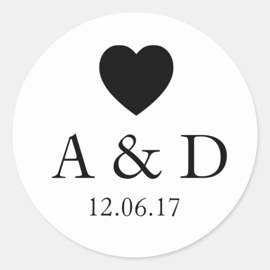 ハートステッカーラベルエレガントな結婚式婚約 ラウンドシール (正面)