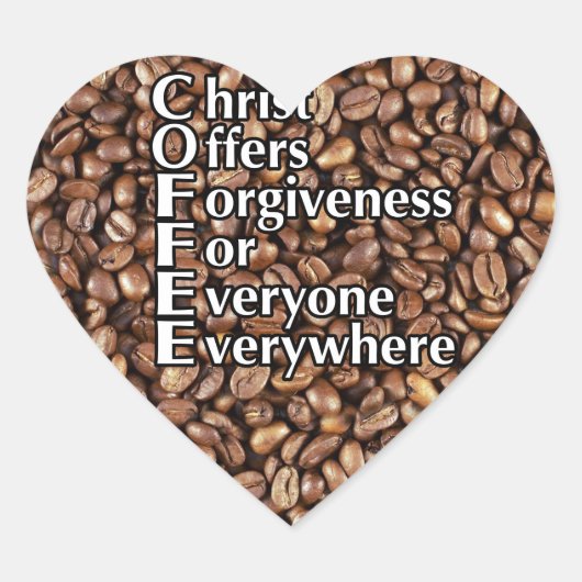 ハートステッカーCOFFEE beansキリストが許しを提供 ハートシール (正面)