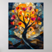 ハートステンドグラスの愛の木スタイル ポスター (正面)