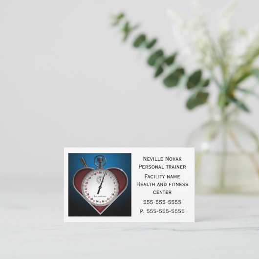 ハートストップ時計パーソナルトレーナーフィジカルセラピー 名刺 (スタンド正面)