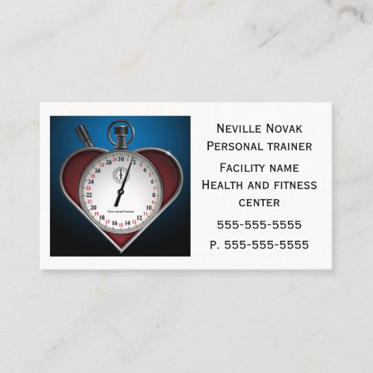 ハートストップ時計パーソナルトレーナーフィジカルセラピー 名刺 (正面)