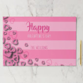 ハートストライプとバレンタインデー紙ランチョンマット ペーパーパッド (インサイチュ)