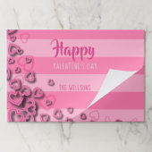 ハートストライプとバレンタインデー紙ランチョンマット ペーパーパッド (折り畳み)