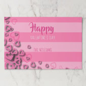 ハートストライプとバレンタインデー紙ランチョンマット ペーパーパッド (正面)