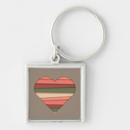 ハートストライプのラブバレンタインデー キーホルダー