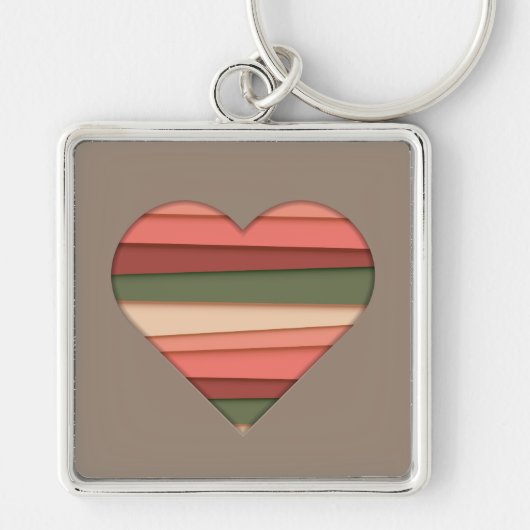 ハートストライプのラブバレンタインデー キーホルダー (正面)