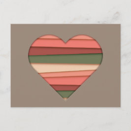 ハートストライプのラブバレンタインデー シーズンポストカード