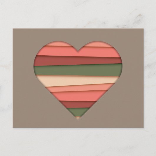 ハートストライプのラブバレンタインデー シーズンポストカード (正面)