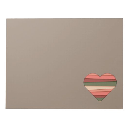 ハートストライプのラブバレンタインデー ノートパッド (正面)