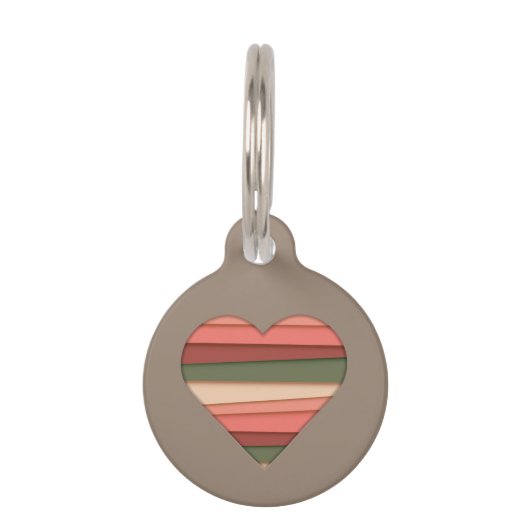 ハートストライプのラブバレンタインデー ペット　ネームタグ (正面)