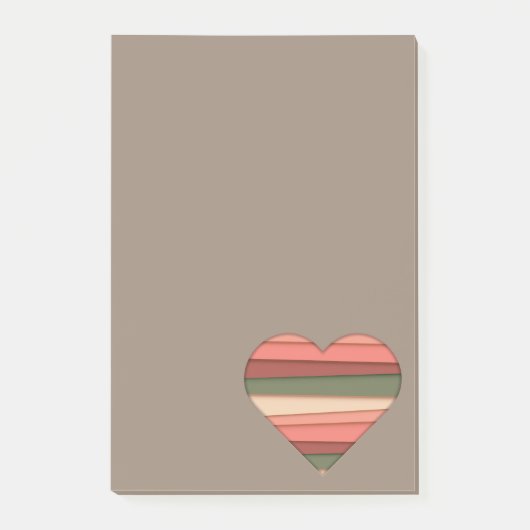 ハートストライプのラブバレンタインデー ポストイット (正面)