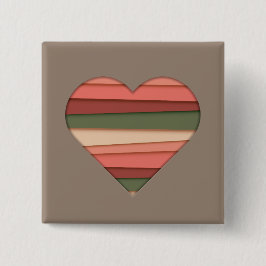 ハートストライプのラブバレンタインデー 缶バッジ