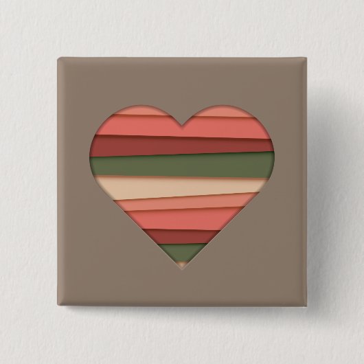 ハートストライプのラブバレンタインデー 缶バッジ (正面)